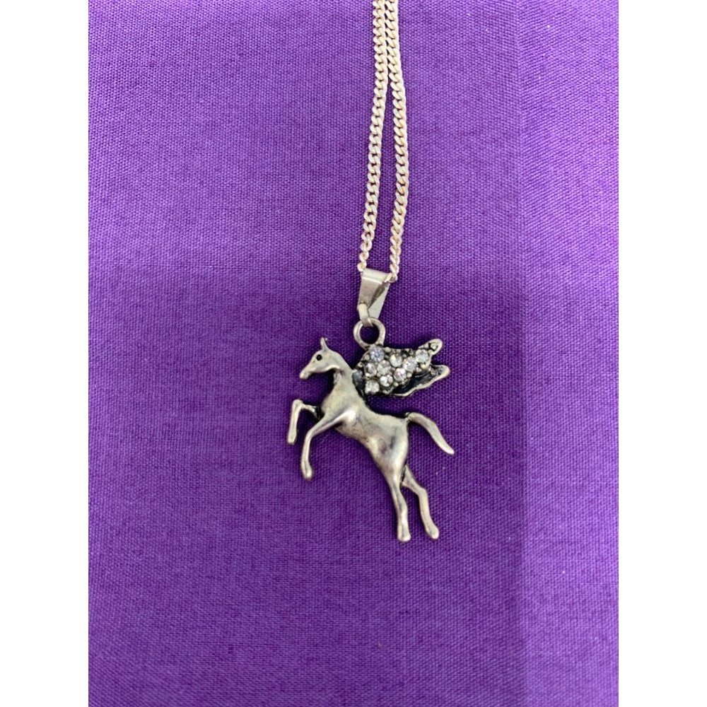 Child’s Necklace Pegasus, 925 14 Inch Chain Marked